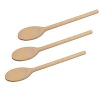 10 Inch (25 cm) Long Wooden Spoons for Cooking - Oval Wood Mixing Spoons for Baking, Cooking, Stirring - Sauce Spoons Made of Natural Beechwood - Set of 3