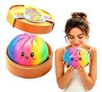 10 Inch/25cm Giant Dumpling Squishies with Steamer, 1PCS Surprise Big Jumbo Dumpling Squishies Large Huge Mega Dumplings Rainbow Stress Ball Soft Stress Relief Fidget for Kids Adults