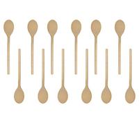 10 Inch (25cm) Long Wooden Spoon Set by BICB | Natural Beechwood Mixing Spoons for Baking, Cooking & Stirring | Set of 12 Long Wooden Spoons | Cookware Sauce Spoons | Wood Mixing Spoon Set