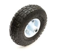 10 Inch 4.10/3.50-4 Pneumatic Tyre & Offset Hub White Metal Wheel & Bearings Wheelbarrow Barrow 4 Ply