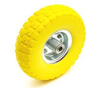 10 Inch 4.10/3.50-4 Solid Yellow PU Puncture Proof Tyre & Offset Hub Metal Wheel Barrow Wheelbarrow