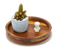 10 Inch Acacia Wood Lazy Susan Turntable for Table, Kitchen Turntable Organizer, 360 Degree Decorative Turntable for Countertop Cabinet or Centerpieces