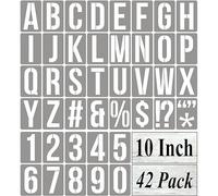 10 Inch Alphabet Letter Stencils for Painting - 42 Pack Letter and Number Stencil Templates with Signs for Painting on Wood, Reusable Numbers and Letters Stencils for Chalkboard Wood Signs & Wall Art