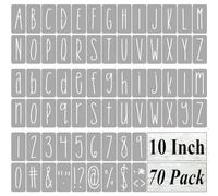 10 Inch Alphabet Letter Stencils for Painting - 70 Pack Letter and Number Stencil Templates with Signs for Painting on Wood, Reusable Skinny Letters Stencils for Chalkboard Wood Signs & Wall Art