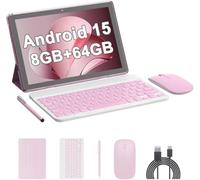 10 Inch Android 15 Tablet, 2 in 1 Tablets with Keyboard/Mouse/Case/Stylus, 8GB RAM+64GB ROM/1TB Expandable, 1.8Ghz Quad-core Processor, 1280 * 800 HD Touch Screen, 8MP Camera, 2.4G/5G WiFi 6 Tablet