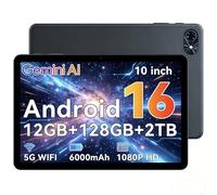 10 Inch Android 16 Tablet with GEMINI AI 2.0,12GB RAM+128GB ROM (Expandable to 2TB TF),5G WiFi, 120Hz, 6000mAh Battery with Fast Charging,1080P HD,Bluetooth 5.0,Smart Lens,GPS,2-Year Warranty