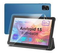 10 inch Android Tablet: Octa-Core, 7000mAh, with Stand Case, IPS HD Display, Wi-Fi 6, OTG, Metal Body - Fast & Portable Tablet for Work & Entertainment, 2-Year Protection, 8GB RAM 64GB, Android 15