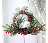 10 "inch Artificial Red Poinsettia & Holly Christmas Wreath for indoors and outdoors