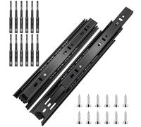 10 inch Ball Bearing Drawer Slides 6 Pairs (12pcs) - 100LB Capacity, Full Extension Side Mount Slides for Kitchen Cabinets, Wardrobes, Office Furniture (Black 10inch)