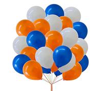 10 inch Balloons 3 Color Combinations White Orange Blue Balloon Latex Party Balloons Set for Birthday Wedding Anniversary Decoration 30 pieces