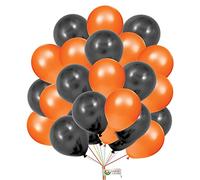 10 inch Balloons Plain Black and Orange Balloons 2 Color Combination Halloween Balloon Set For Birthday Festival Wedding Engagement Halloween Decoration Pack of 30