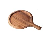 10 Inch Bamboo Wooden Pizza Board Round with Handle Pizza Baking Tray Pizza Stone Cutting Board Breadboard Baking Tool