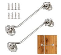 10 Inch Cabin Hooks for Doors Outside, Gate Hook and Eye Latch, Latch Hook, 2Pack Stainless Steel 250mm Heavy Duty Cabin Hooks for Wooden Gates Window Brace Gate Door Catch