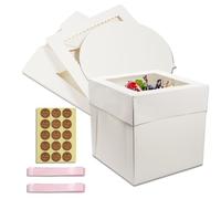 10 Inch Cake Box, 2 Pcs White Square Tall Cake Box, Windowed Gift Boxs, for Party, Birthday, Bakery, Cookies, Wedding or Special Events