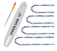 10 Inch Chainsaw Chain 5-Piece Kit with 10-Inch Guide Bar - S40 3/8" LP .050" Gauge 40DL Replacement Chains Compatible with Remington, Sunjoe, Greenworks, Echo, Craftsman & More (4 Chains + 1 Bar)