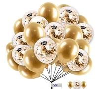 10-Inch Confetti Balloons Set - Gold Pearl Balloons, Happy Birthday Party Decorations Pack of 12
