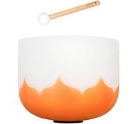 10 Inch Crystal Singing Bowl Lotus 432 Hz D - Orange (Sacral Chakra) Including 1 Wood Mallet
