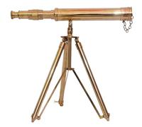 10 Inch Decorative Single Barrel Telescope With Brass Tripod Stand Floor Standing Nautical Telescope For Home & Office Decor.