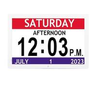 10 Inch Digital Clock, Digital Calendar Alarm with Date and Time, Large Screen Display 12 Alarms 8 Language Options Automatic Brightness Adjustment, Ideal for Seniors