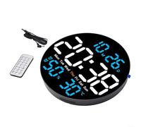 10 Inch Electronic Wall Clock Featuring Alarm Temperature Hygrometer Date Day Timer Brightness Adjustment Remote Control(blue)