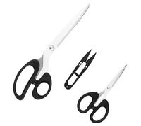 10-Inch Fabric Scissors with Sharp Stainless Steel Blades and Soft-Grip Handles, Includes Dressmaking Sewing Scissor, Craft and Thread Trimming Scissors. 3-Piece Set, Black