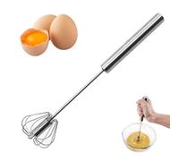 10 Inch Hand Push Whisk Blender Semi-Automatic Egg Whisk Hand Push Whisk Blender Whisks for Cooking Stainless Steel Egg Beater Milk Frother Rotating Push Mixer Stirrer for Whisking, Beating, Stirring