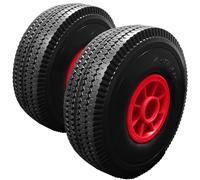 10 Inch Heavy Duty Sack Truck Wheel, Solid Rubber Puncture Proof Hand Trolley Cart Wheels Replacement 4.10/3.50-4 Wheel 35mm Bore - Pack of 2