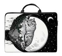 10 inch Laptop Bag for Women & Men - Moon Tiger Flowers Pattern Computer Bag with Handle & Zipper Portable Tote Bags Laptop Sleeve Fits 10 inch Laptops Notebook Tablet & Accessorie