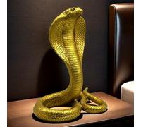 10 INCH Large King Cobra Snake Statue Figurine Sculpture Animal Figure Collectible Gifts for Snake Lover Office Home Decor Desk Accessories Decoration Garden Yard Figurines Outdoor Decor Gold