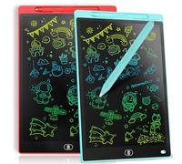 10 Inch LCD Writing Tablet, Colourful Graphics Tablet, Erasable Drawing Board, Children’s Gift, Graphic Board for Games for 2 3 4 5 6 7 Years of Age, 2 Pieces, Blue and Red