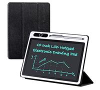 10 inch LCD Writing Tablet Electronic Writing Notebook with PU Protective Cover Erasable Drawing Pad Gift for Kids Adults at Home School Office(Black