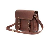 10" Inch Leather Messenger Bag vintage satchel bag Crossbody Bags for Men and Women unisex office bag, Brown, 13" (W) x 10" (H) X 3" (D)