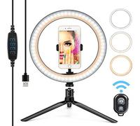 10 Inch Led Luminous Ring Lamp With Tripod Base, Remote Control Usb Power Supply, Beauty, Makeup, Self-portrait Lamp 3 Color 10 Can Adjustable Color Temperature 120 Lamp Beads For Mobile Phone Compute