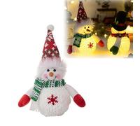 10 Inch Lighted Plush Snowman Figurine - Battery Operated Christmas Table Decorations, Soft Light Up Snowman Nightlight Ornament for Indoor Home Office Dinner Party Xmas Gifts (Style A)