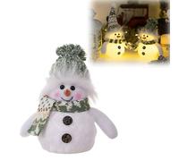 10 Inch Lighted Plush Snowman Figurine - Battery Operated Christmas Table Decorations, Soft Light Up Snowman Nightlight Ornament for Indoor Home Office Dinner Party Xmas Gifts (Style D)