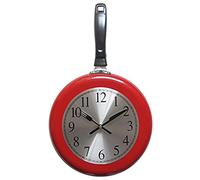 Wall Clock, 10 inch Metal Frying Pan Kitchen Wall Clock Home Decor - Kitchen Themed Unique Wall Clock with a Screwdriver (Red)