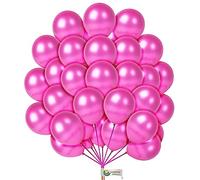 10 Inch Metallic Balloons Shiny Balloons Birthday Party Latex Balloons for Wedding Baby Shower Decorations Hot Pink Color Pack of 100