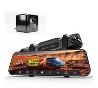 10-Inch Mirror Dash Cam 1080P Full HD Dual Front and Rear Camera, Wide Angle, Night Vision, Loop Recording, G-Sensor, 24H Parking Monitor, IPS Touchscreen Car Recorder