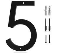 10 Inch Modern House Number 5 Flush or Floating Mount Frosted Matte Black Acrylic Visible Address Number for Home Weatherproof Door Porch Exterior Floating House Easy Installation With Screw Set No.5