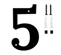 10 Inch Modern House Numbers with Screws Metal Door Number Black Mailbox Address Number Sign Exterior Decorative, for Outside Apartment Wall Decor Hotel Yard Cafe Office Garden Street(5)