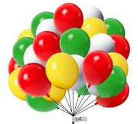 10 Inch Pack of Red, Green, White, Yellow & Orange Balloons 50 Pack Balloon, Latex Balloons Birthday Party Balloon Decoration for Wedding Baby Shower Graduation Party Anniversary Occasions