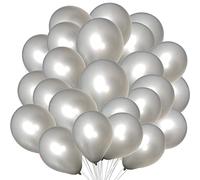 10 Inch Plain Silver Balloons for Party, Latex Birthday, Wedding, Engagement, Baby Shower Decoration - Pack of 100