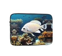 10 inch Portable Laptop Bag - White-Golden Fish Printing Shockproof Laptop Inner Pocket for Business, Travel, School, Office