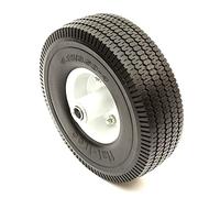 10 Inch PU Tyre Offset Metal Wheel 4.10/3.50-4 Solid Puncture Proof 20mm Bore Bearings Wheelbarrow