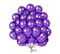 10 Inch Purple Metallic Balloons Shiny Purple Chrome Balloons for Engagement Graduation Baby Shower Wedding Anniversary Birthday Party Decorations Pack of 25