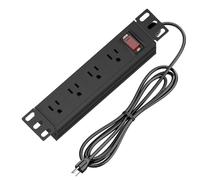 10 Inch Rack Power Distribution Unit, 1U (4 Outlets) 10 Inch Mini Rack, with Protection (125V/15A Cord, 6 Feet) Power Strip for