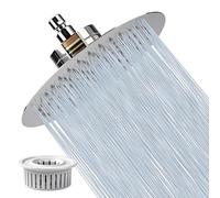 10 Inch Rain Shower Head with Filter,15-Stage Hard Water Softener, Stainless Steel High Pressure Rain Shower with Replaceable Filter Cartridge, Anti-Clogging for Sensitive Skin, Chrome Finish