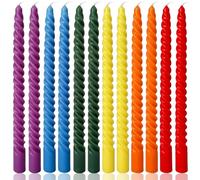 10 Inch Rainbow Spiral Taper Candles for Home Decoration, 12 Pack 6-Color Candlesticks for Dinner Party Wedding Holiday
