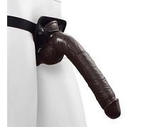 10 Inch Realistic Dildo with Strap On Harness Large Thick Sex Toy Pegging for Men Women Couples (10 Inch Dark Brown Dildo with Black Strap On Harness)