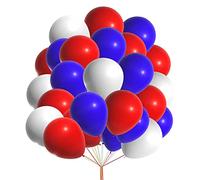10 Inch Red White Blue Balloons - Union Jack Theme Party Chile Football Decoration for Birthday Wedding Anniversary - 30 Pieces